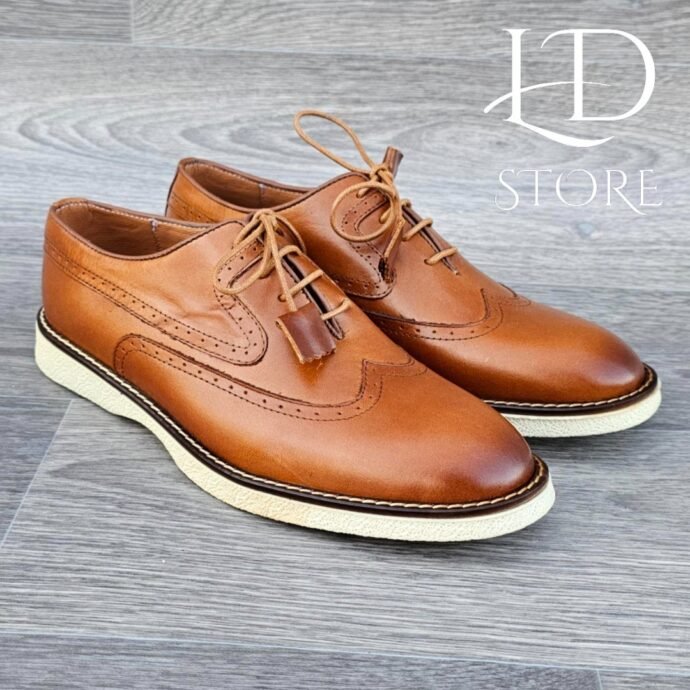 ⁦👞 حذاء كلاسيكي بروغ من الجلد الطبيعي | Chaussures Classiques Brogues en Cuir Véritable ✨⁩ - الصورة ⁦4⁩