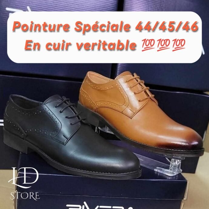 👞✨ حذاء كلاسيكي من الجلد الطبيعي بمقاسات كبيرة 👌 Pointure Spéciale